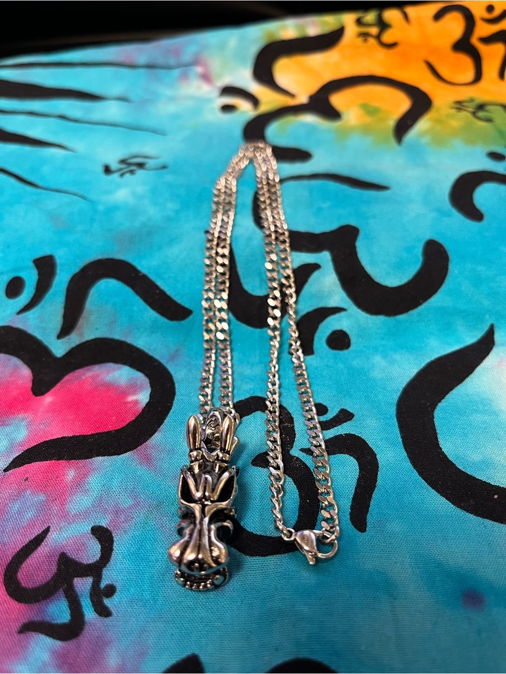 Stainless Steel Dragon Head Pendant Necklace 22” Chain Gothic Fantasy